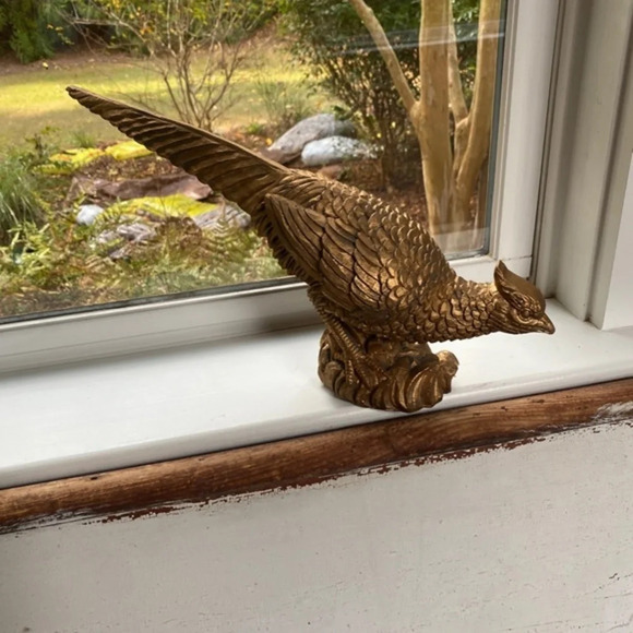 Pier 1 Gold Pheasant Bird Sculpture (Flawed) - Picture 6 of 10